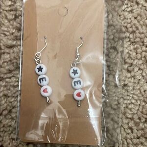 Handmade Beaded Earrings with Letters and Hearts